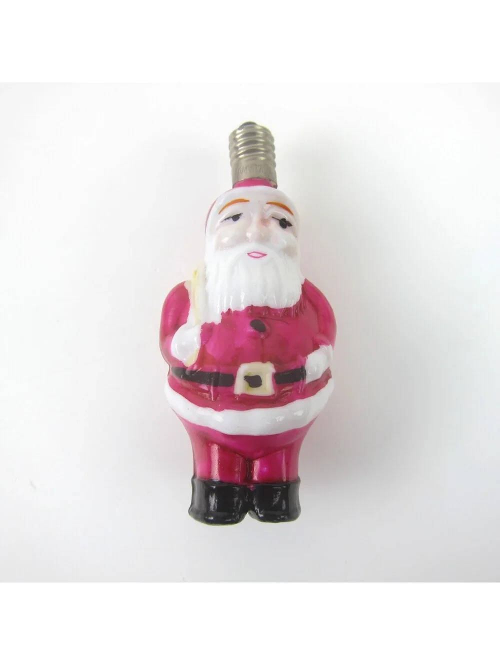 Vintage Santa Claus Christmas Milk Glass Light Bulb C6 Figural Toy Sack Japan